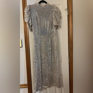 Midi length silver sparkly dress